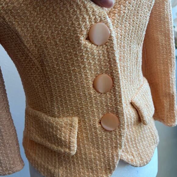 St. John Knits Hemp Fitted Blazer Jacket Mandarin Orange Size 6 MSRP $1295 - Picture 7 of 9